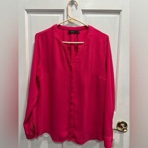 APT 9 PInk V-Neck Long Sleeve Lightweight Button Down Blouse SIZE LARGE PreLoved